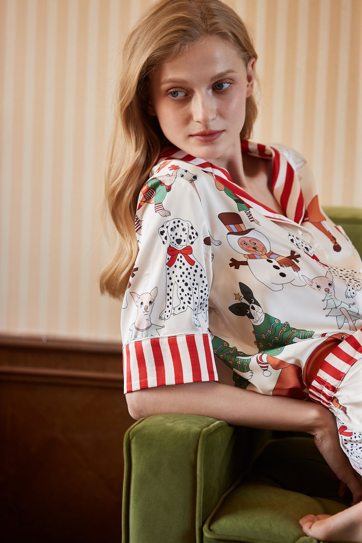 Holiday Pup Parade | Washable Ice Silk Short Sleeve Pajama Set