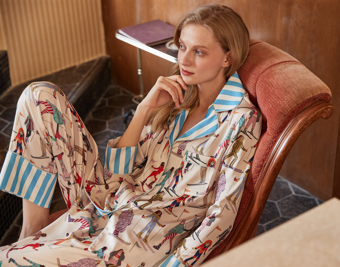 Après-Ski Dream | Washable Cooling Silk Long Pajama Set
